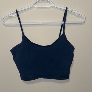 TNA Navy Cropped Spaghetti-Strap Camisole